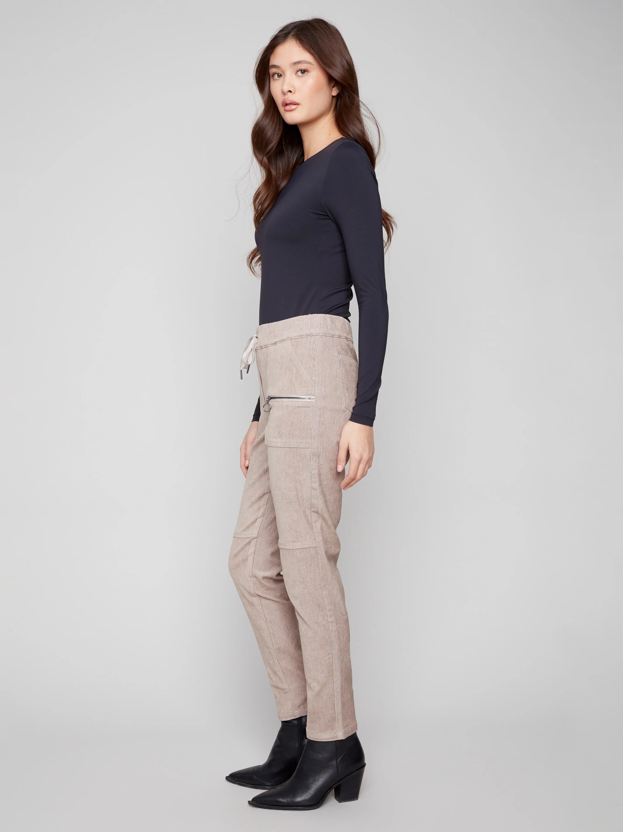 Corduroy Jogger Pants - Almond - Image 3