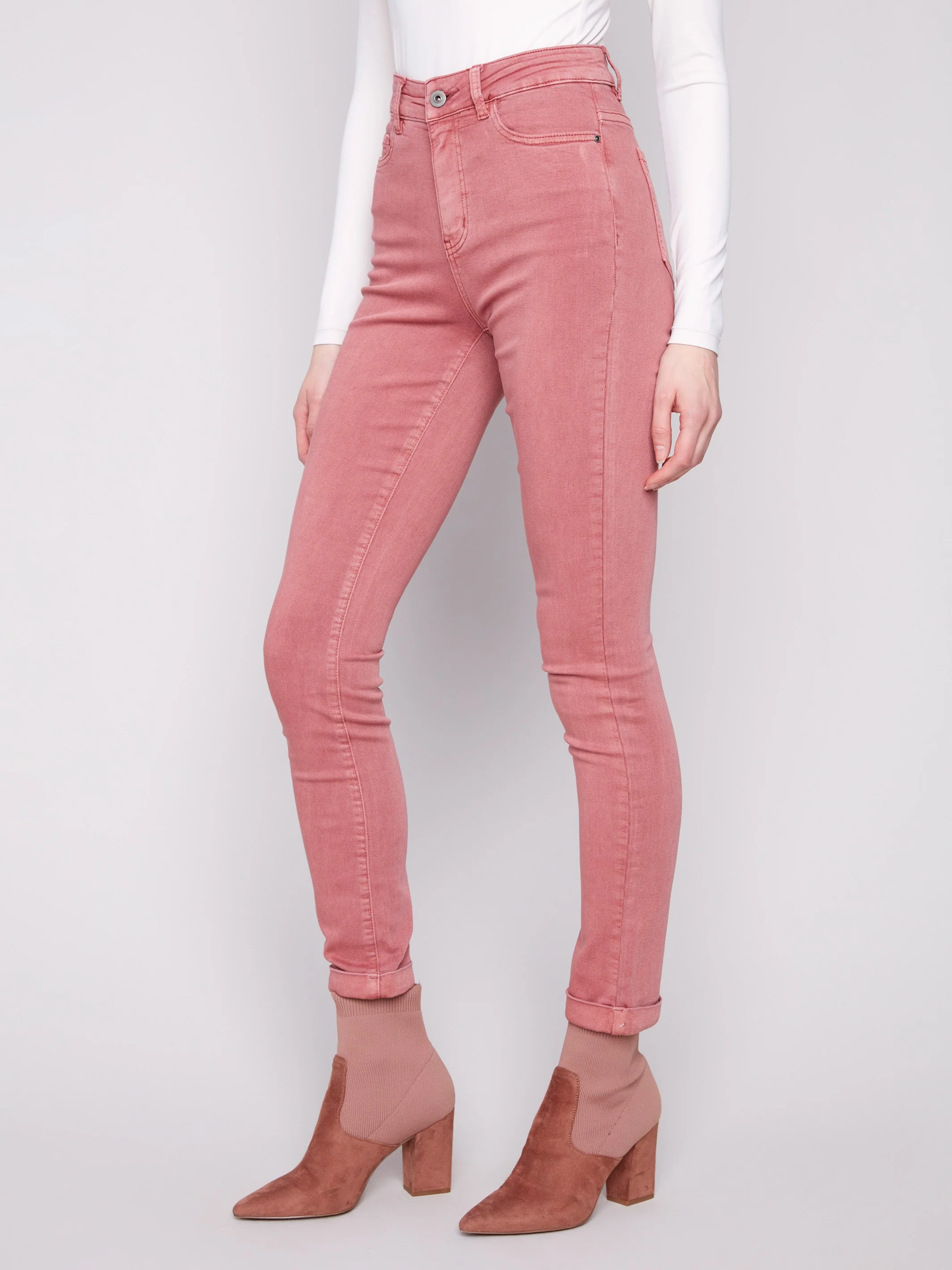 Cuffed Hem Twill Jeans - Primrose - Image 3