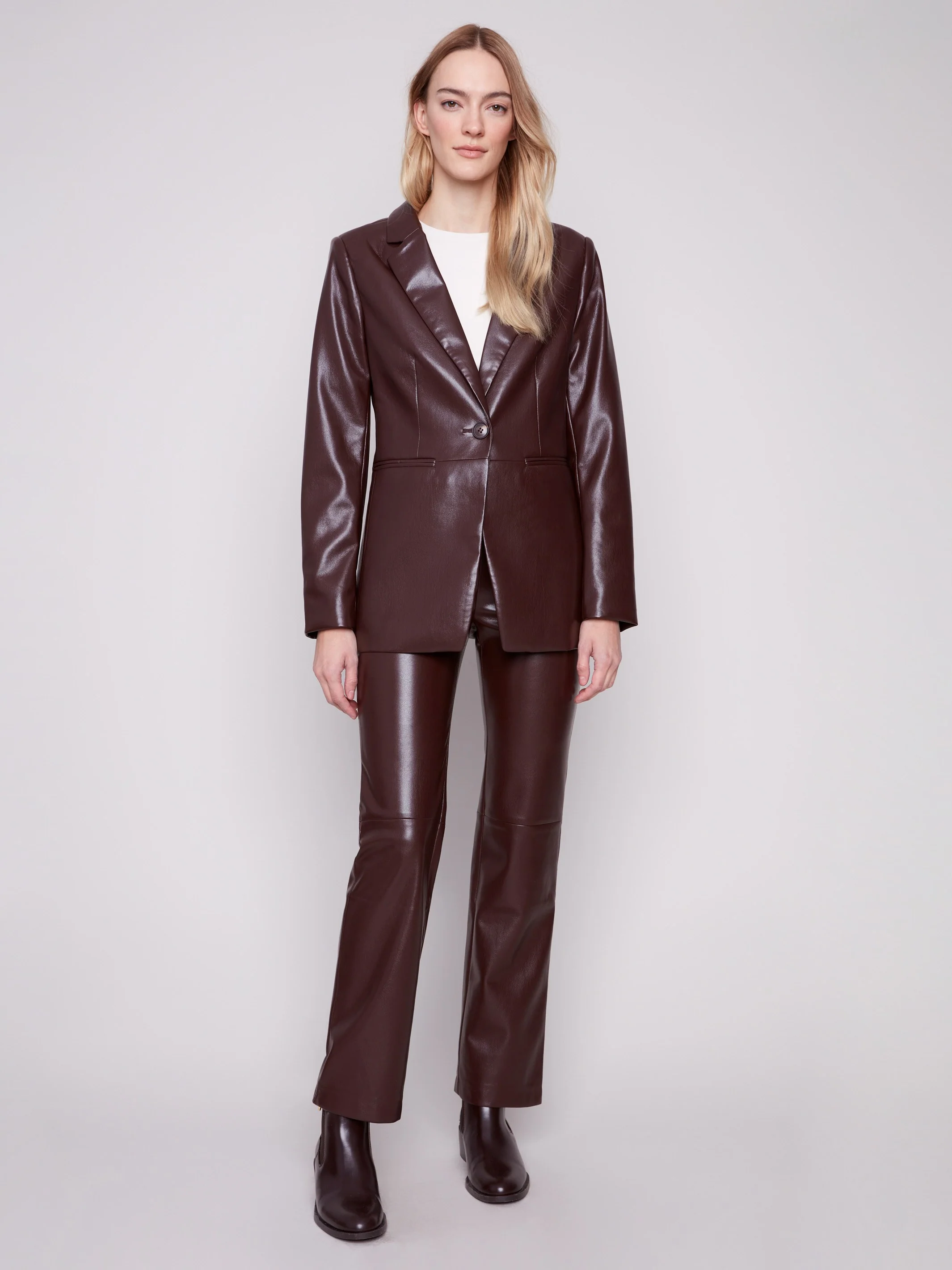 Faux Leather Pull-On Pants - Cabernet - Image 4