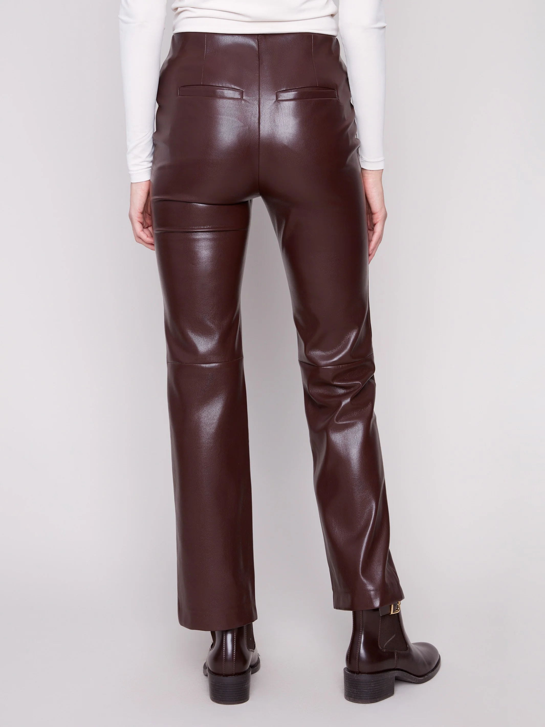 Faux Leather Pull-On Pants - Cabernet - Image 5