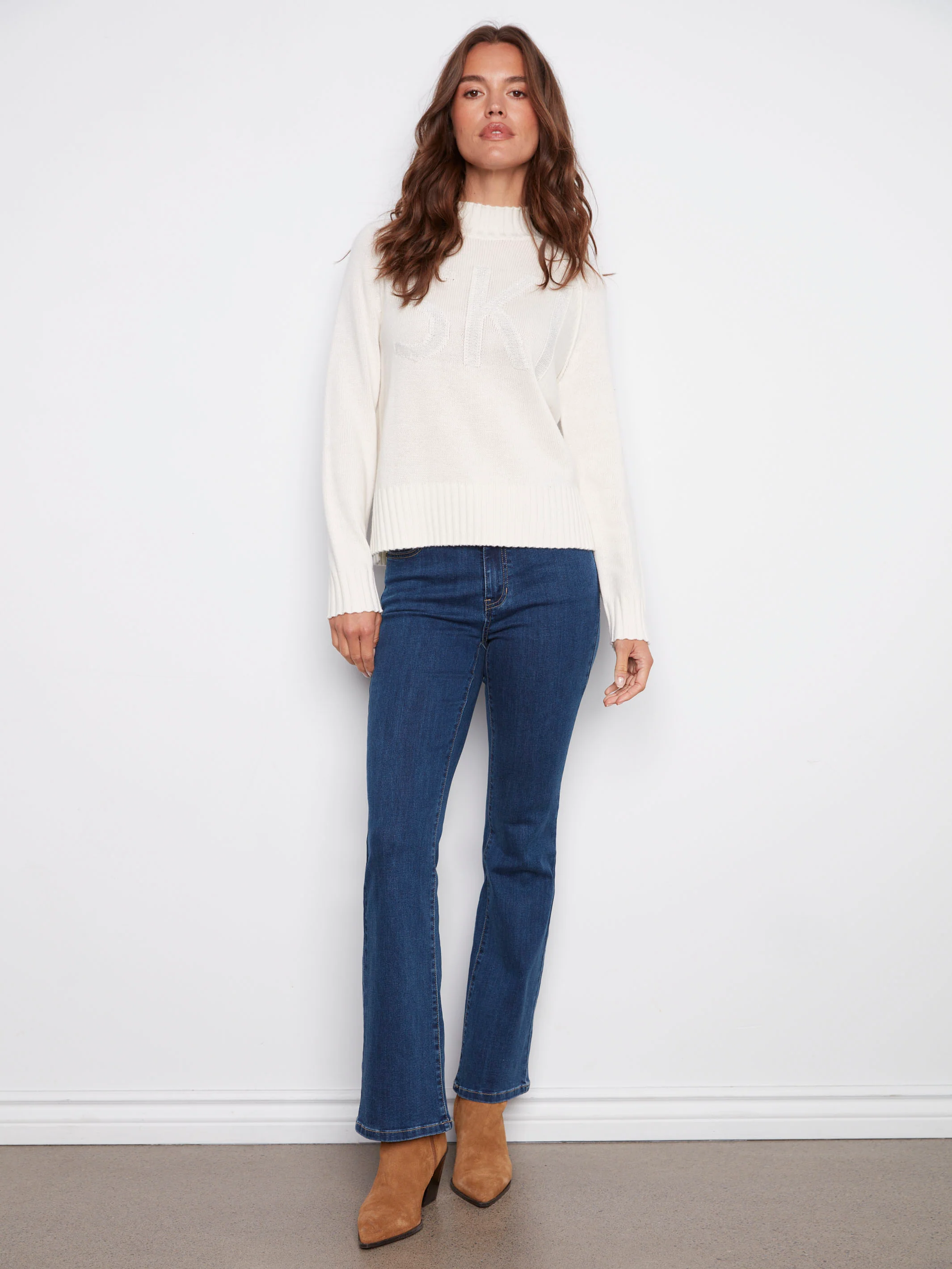 Jacquard Mock Neck Ski Sweater - Ecru - Image 5