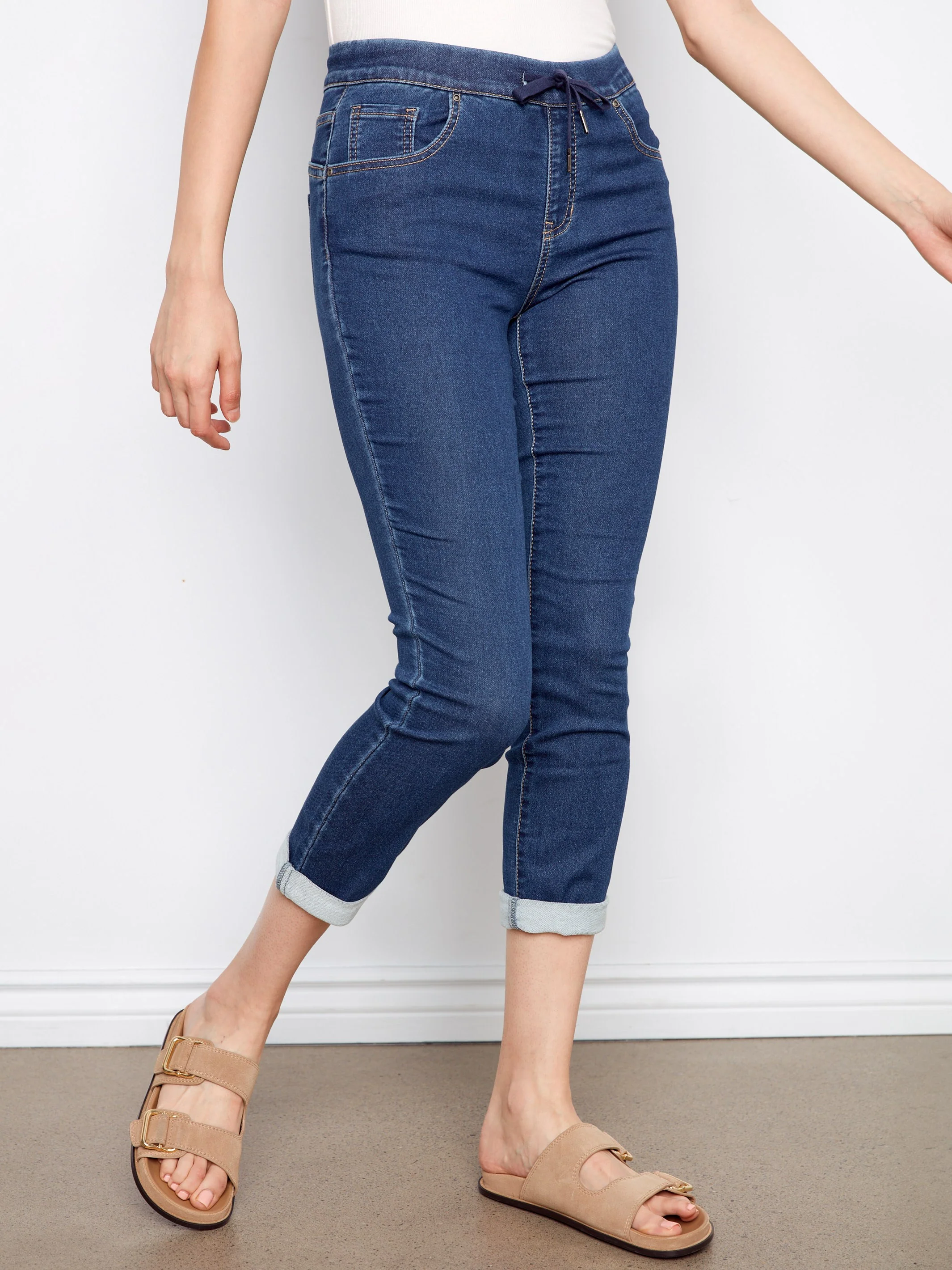 Knit Denim Jogger Pants - Indigo - Image 5