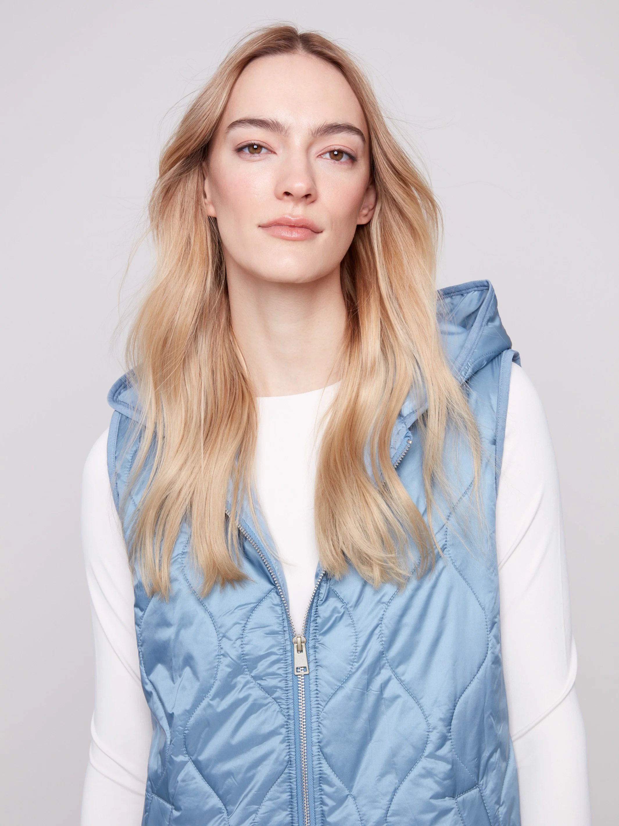 Pearlized Long Hooded Vest - Oxford - Image 3