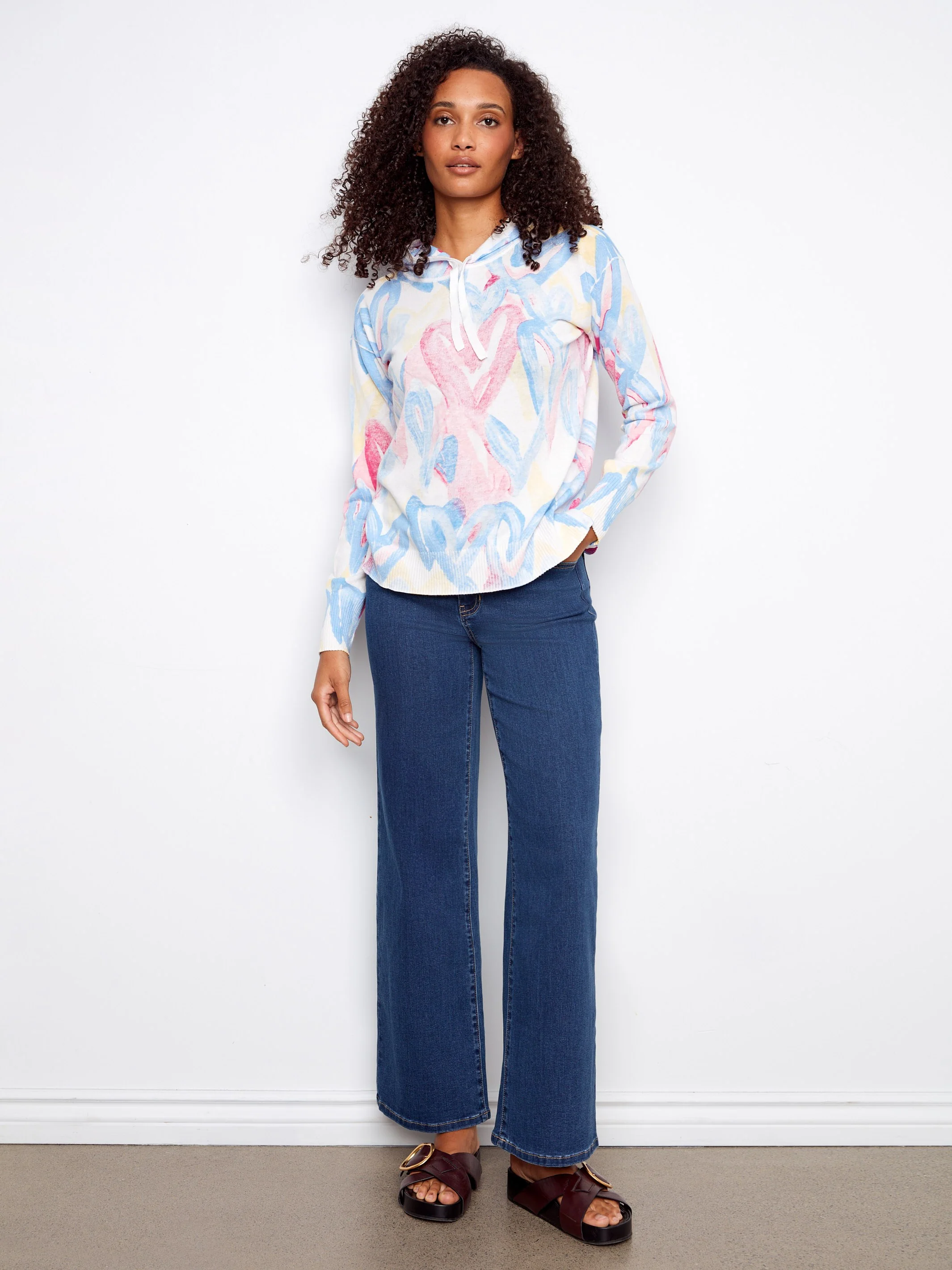 Reverse Print Hoodie Sweater - Rainbow - Image 3