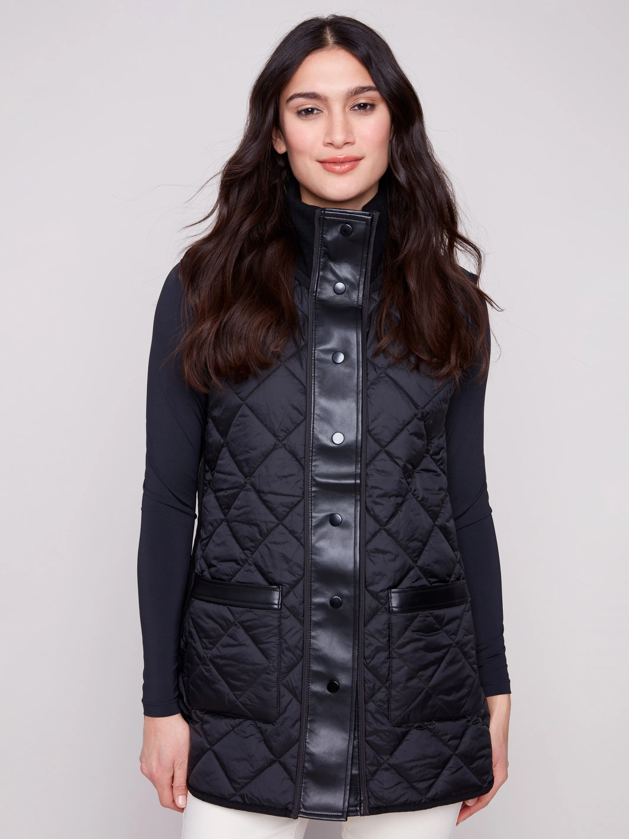 Reversible Button-Front Quilted Vest - Spruce - Image 3