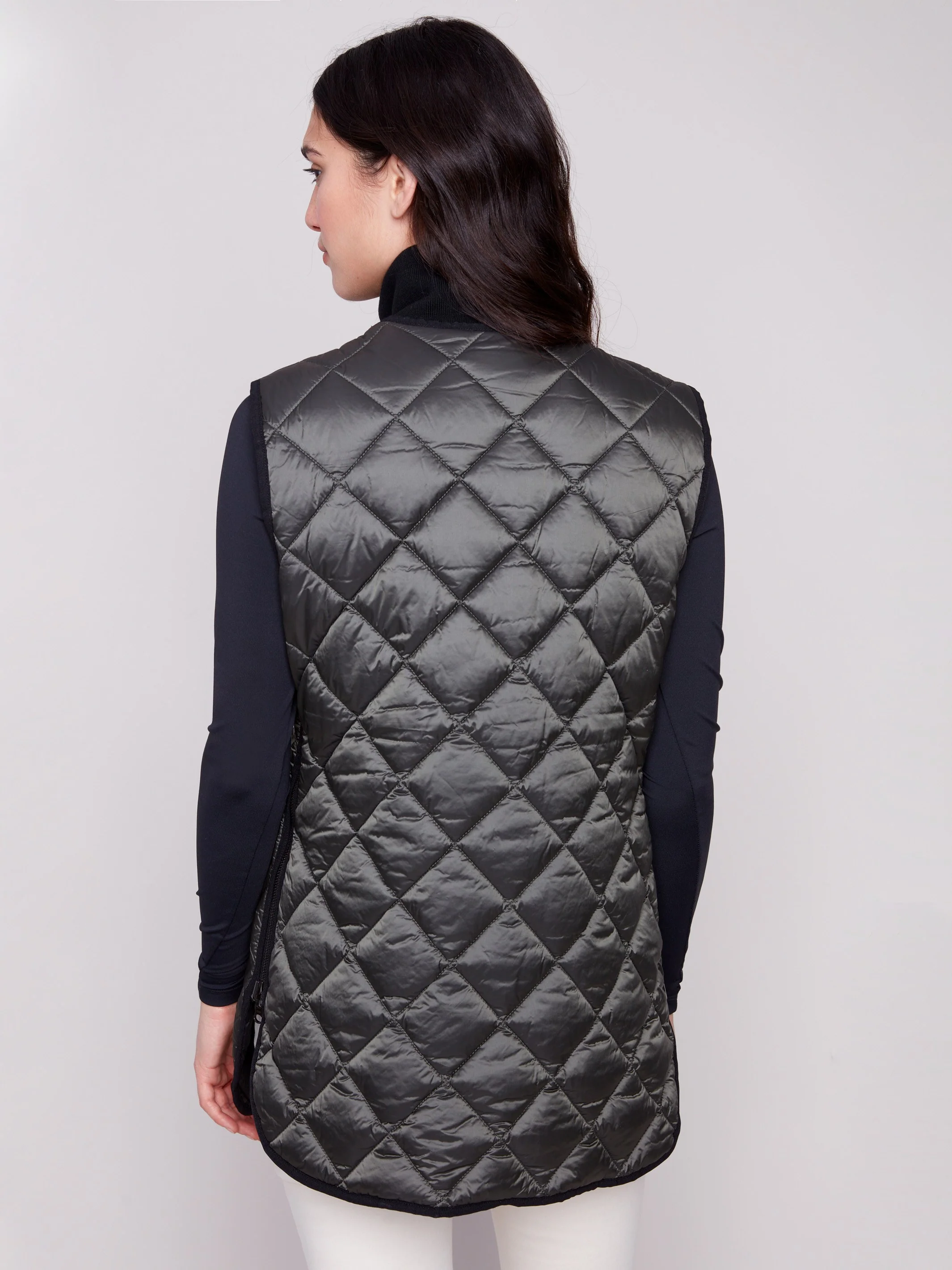 Reversible Button-Front Quilted Vest - Spruce - Image 5