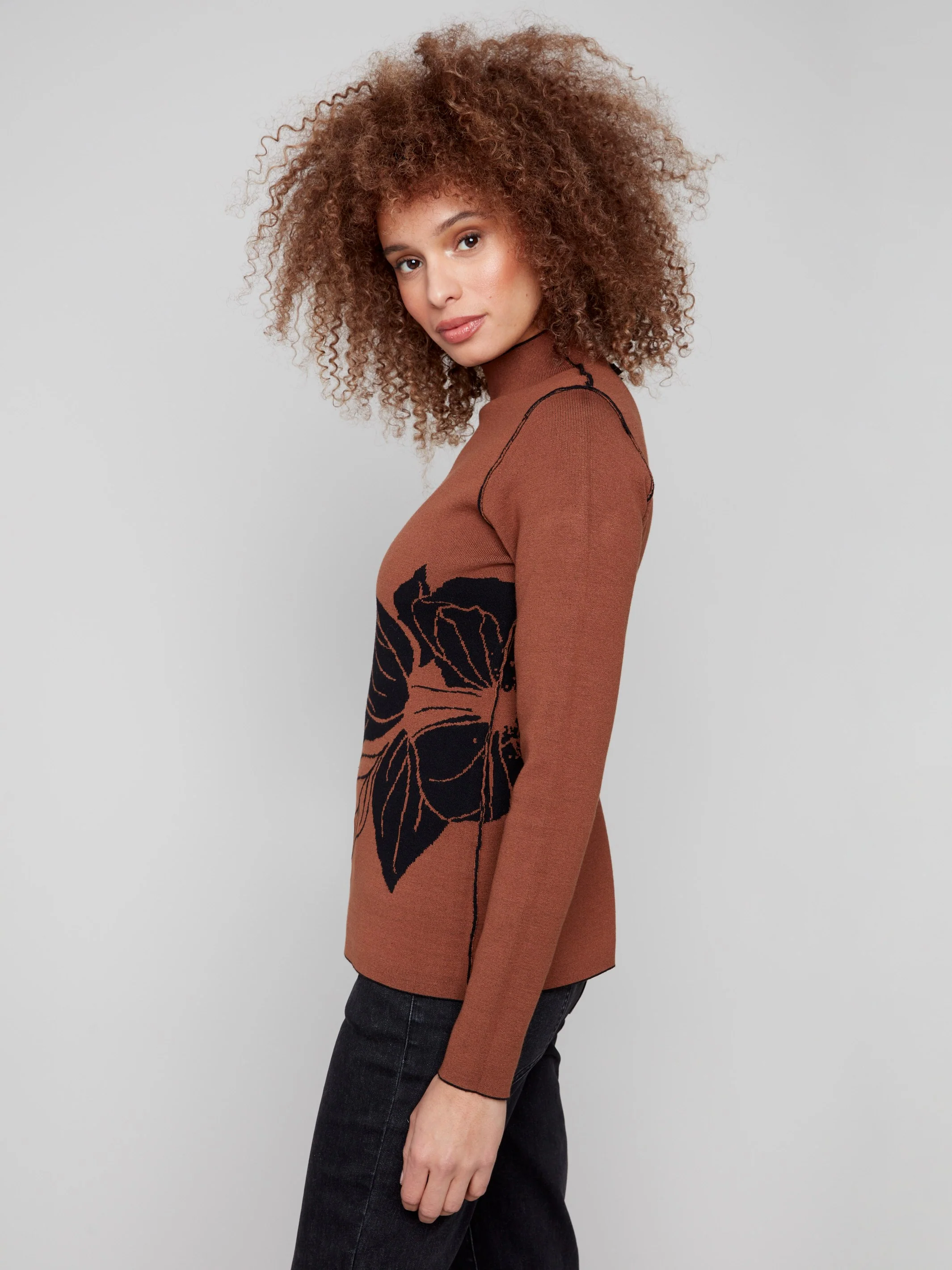 Reversible Mock Neck Sweater - Cacao - Image 8