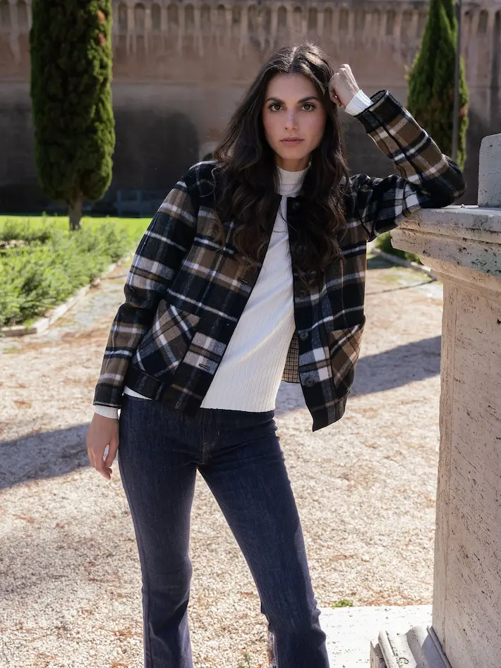 Reversible Plaid Jacket - Cacao - Image 13