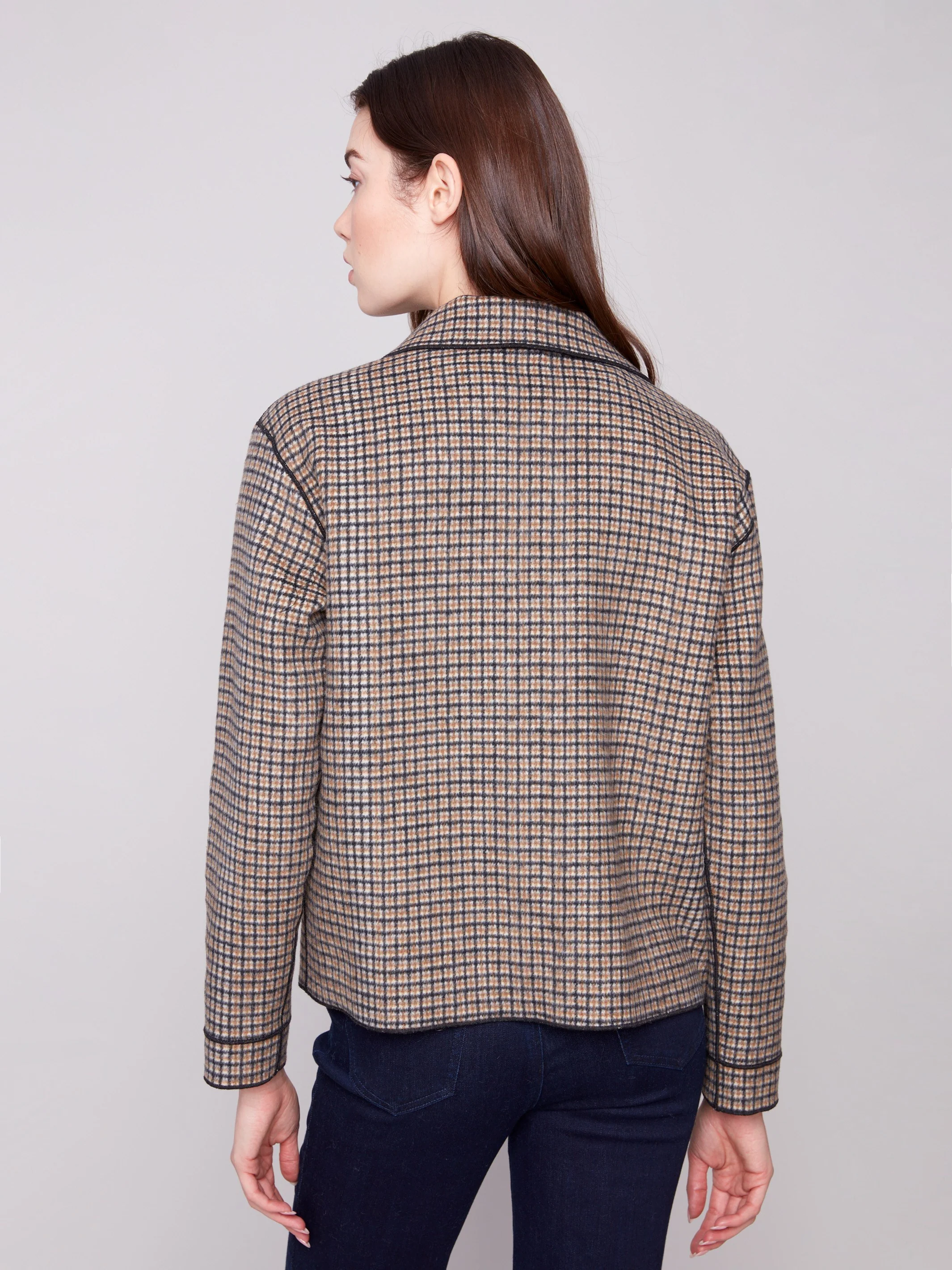 Reversible Plaid Jacket - Cacao - Image 7