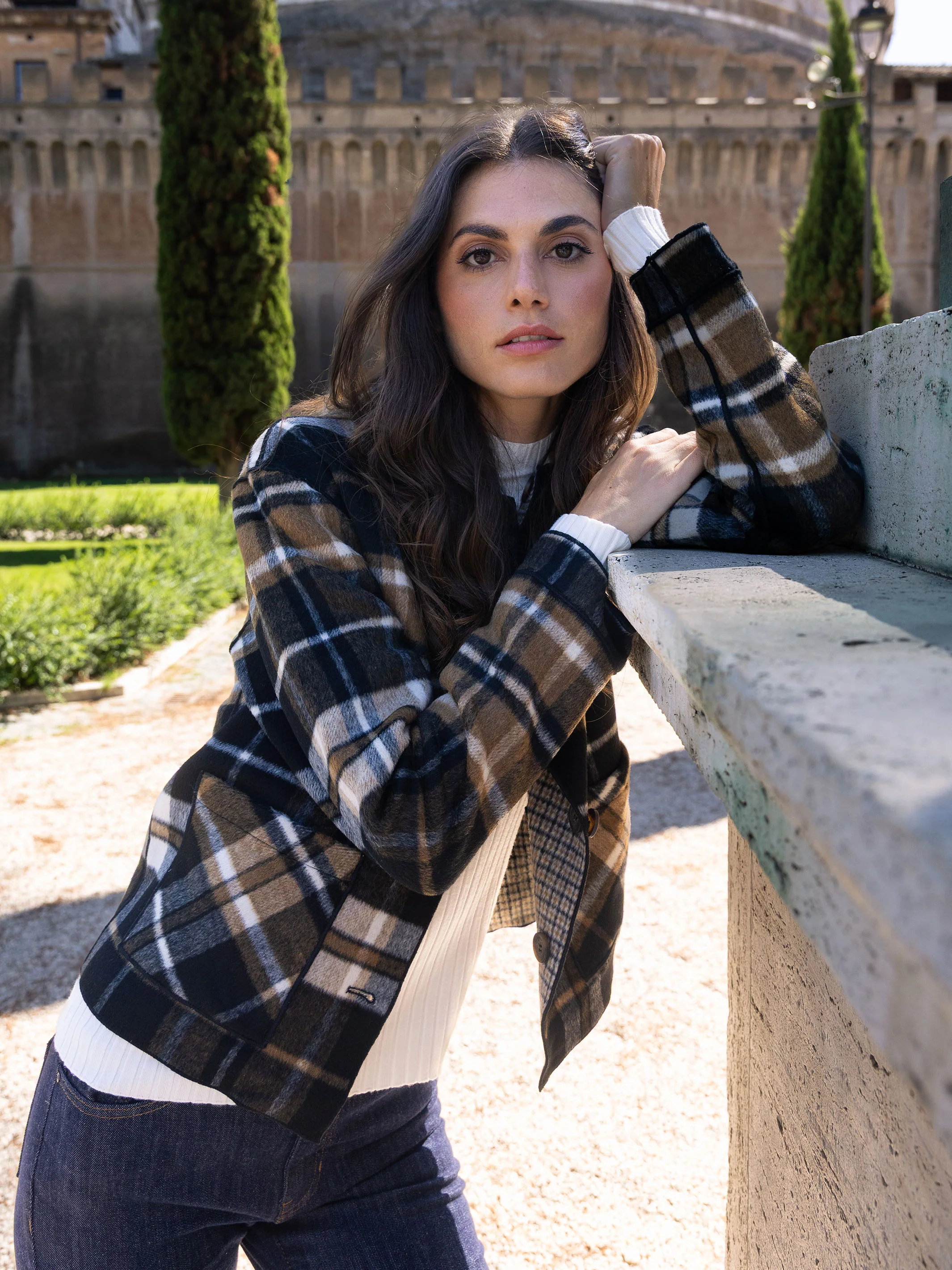 Reversible Plaid Jacket - Cacao - Image 8