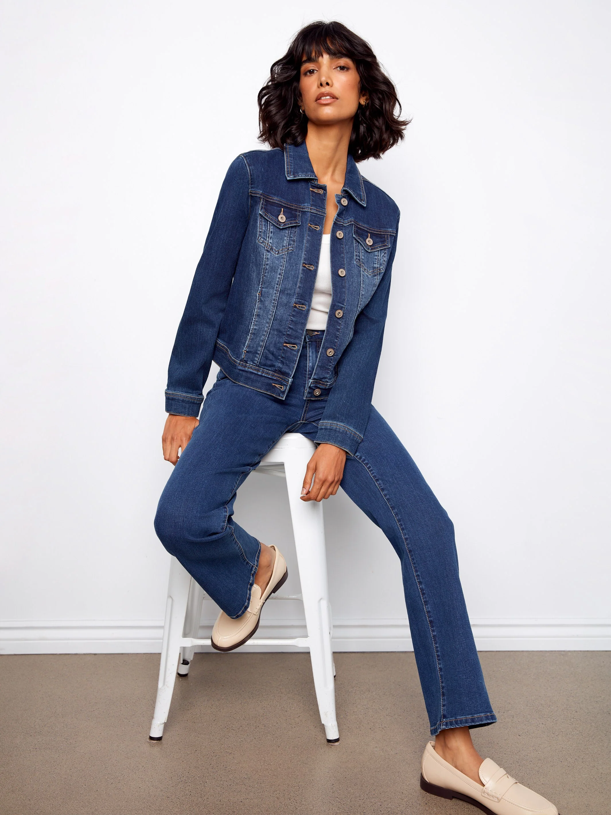 Stretch Denim Jacket - Indigo - Image 4