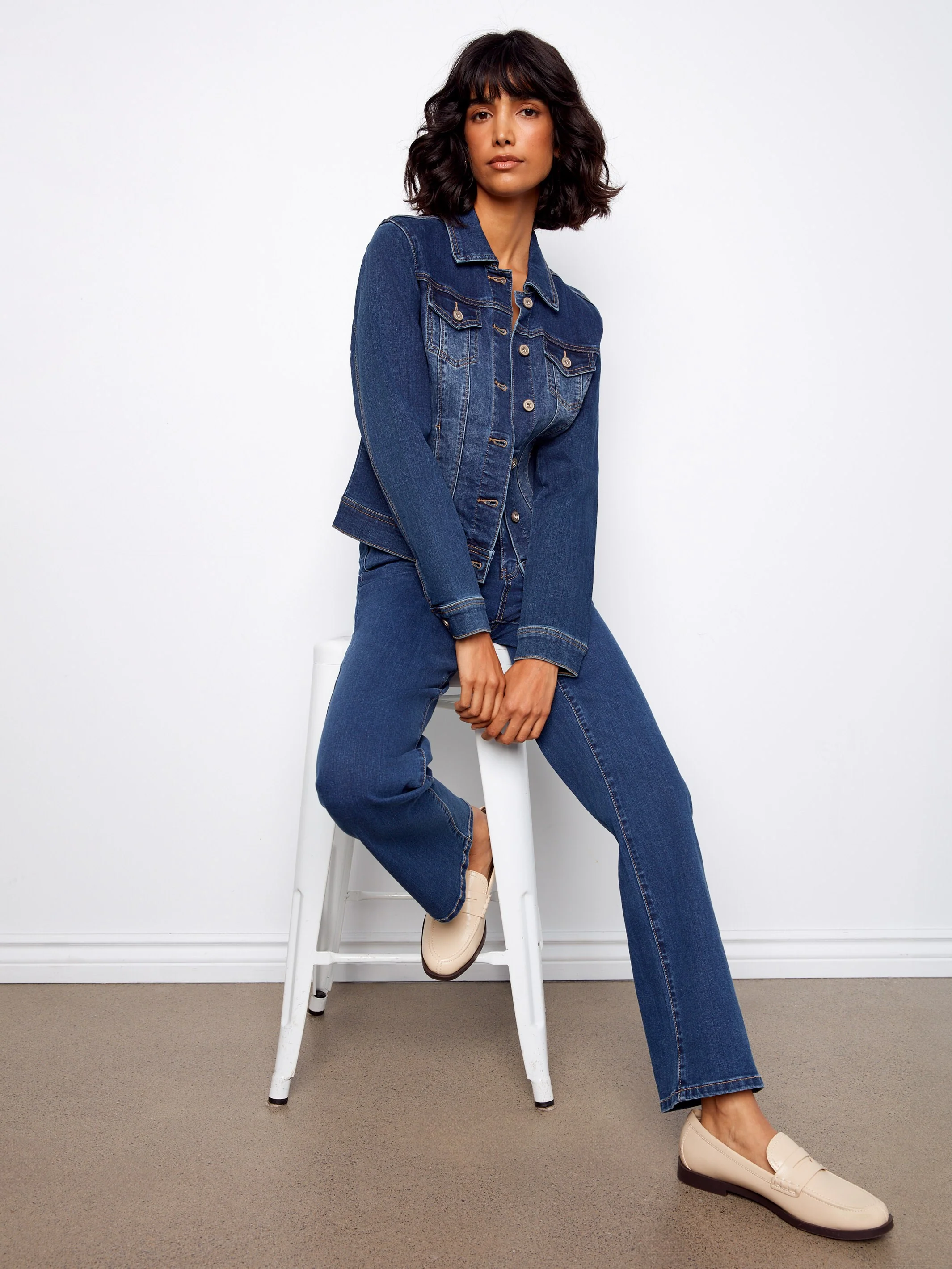 Stretch Denim Jacket - Indigo - Image 6