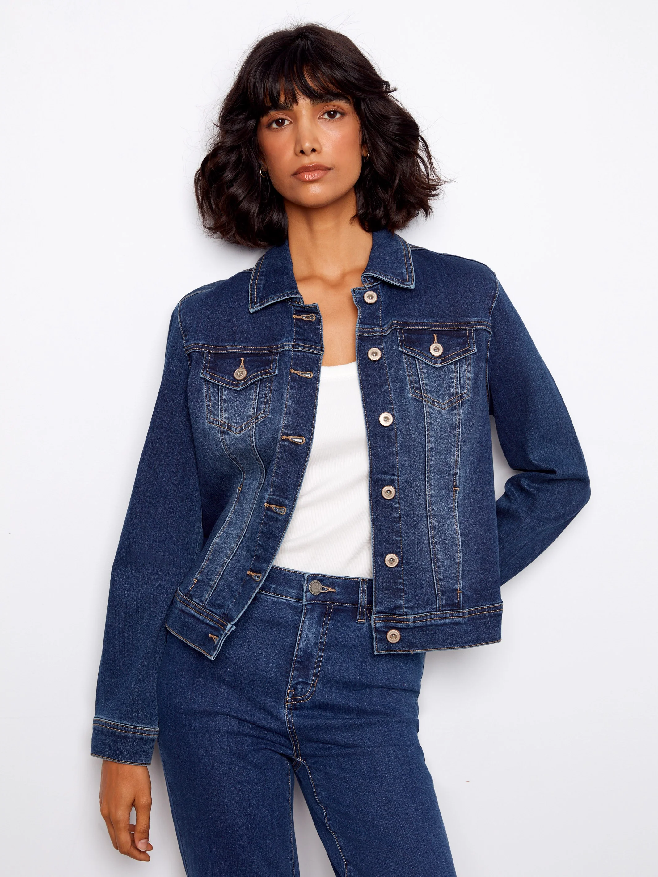 Stretch Denim Jacket - Indigo - Image 7