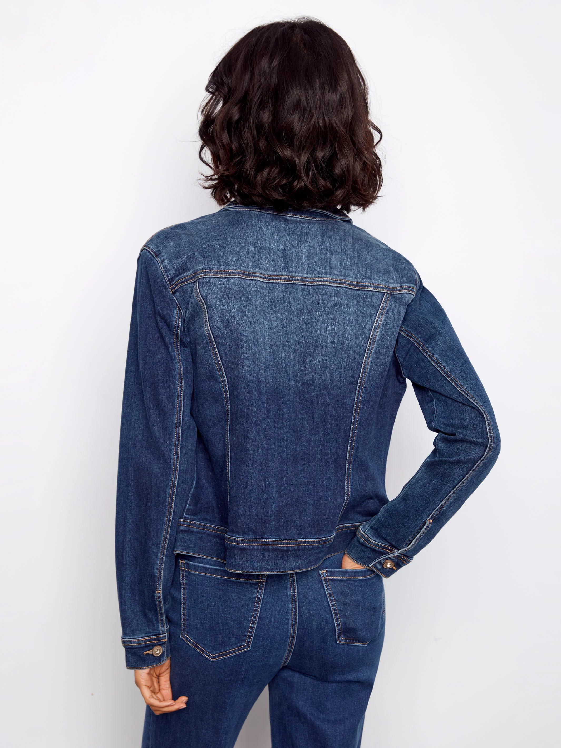 Stretch Denim Jacket - Indigo - Image 8