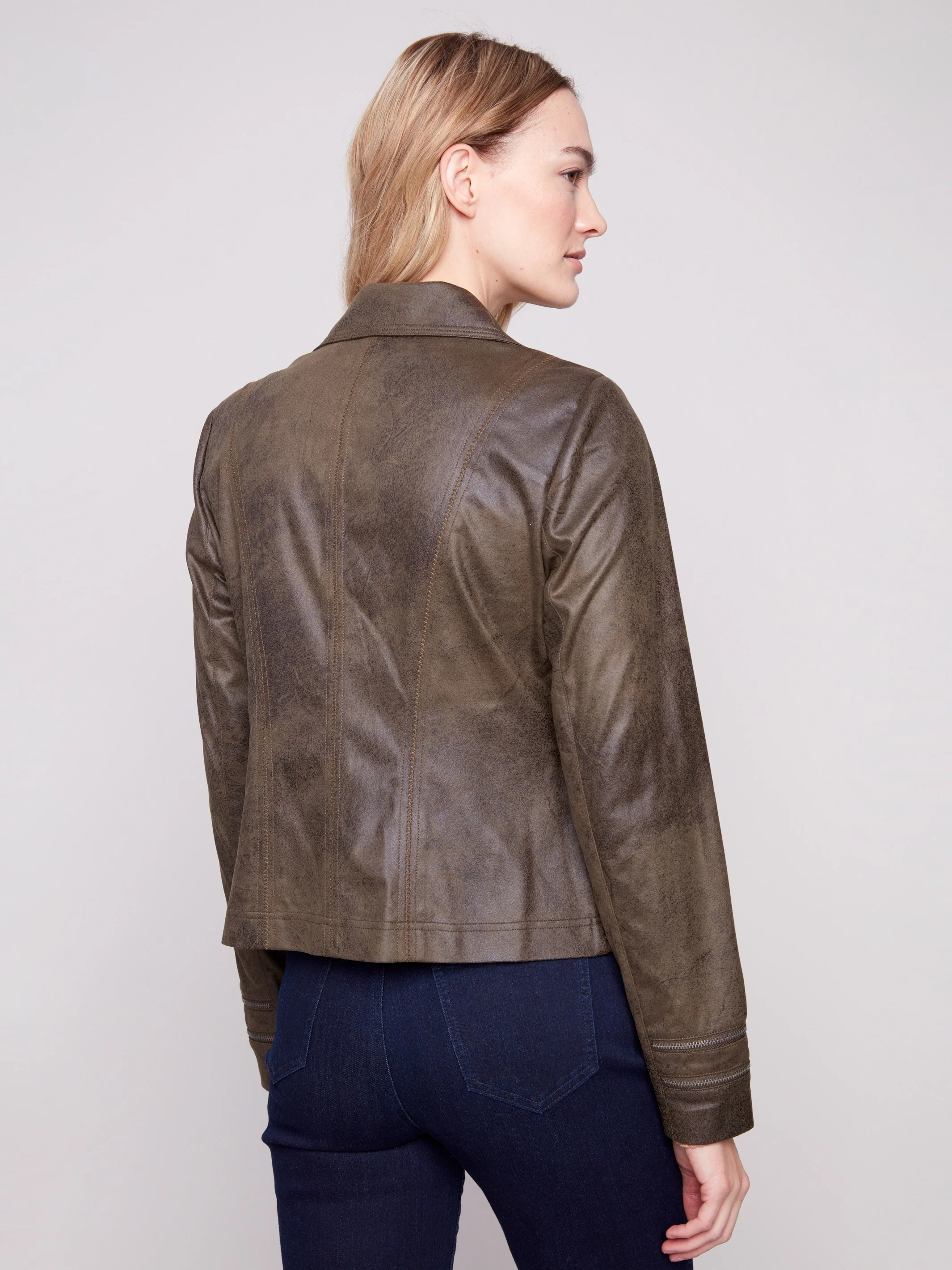 Vintage Faux Leather Jacket - Spruce - Image 3