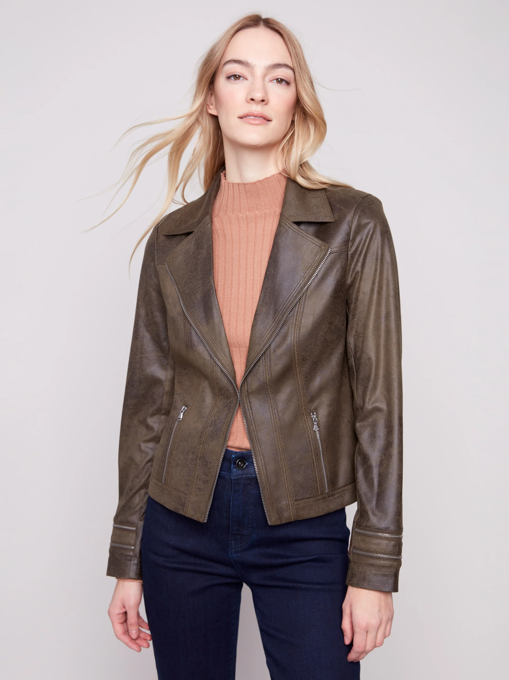 Vintage Faux Leather Jacket - Spruce - Image 4