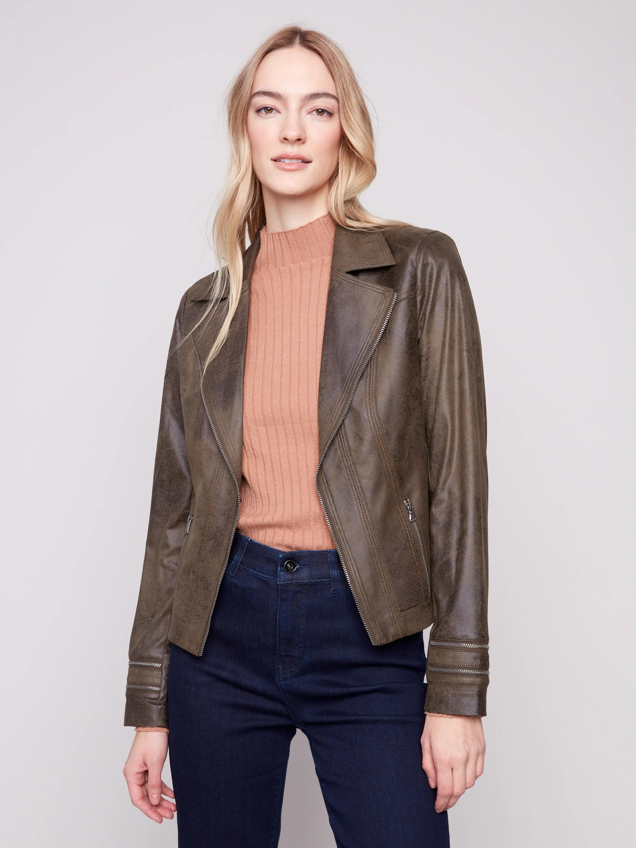 Vintage Faux Leather Jacket - Spruce - Image 5
