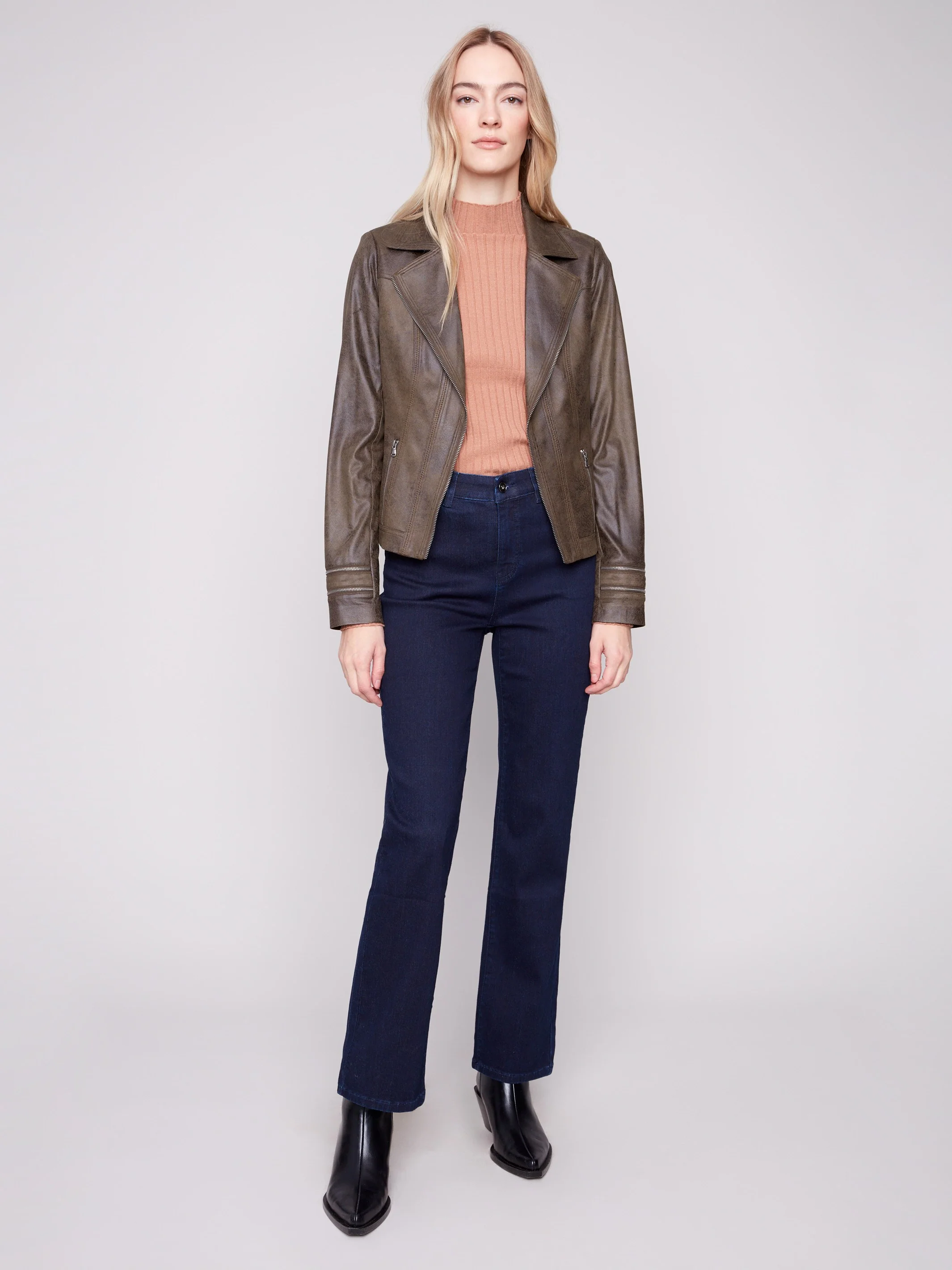 Vintage Faux Leather Jacket - Spruce - Image 6