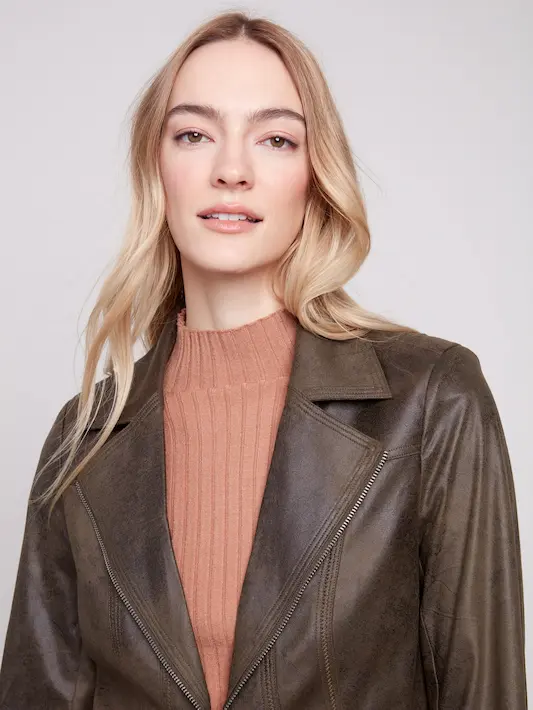 Vintage Faux Leather Jacket - Spruce - Image 7