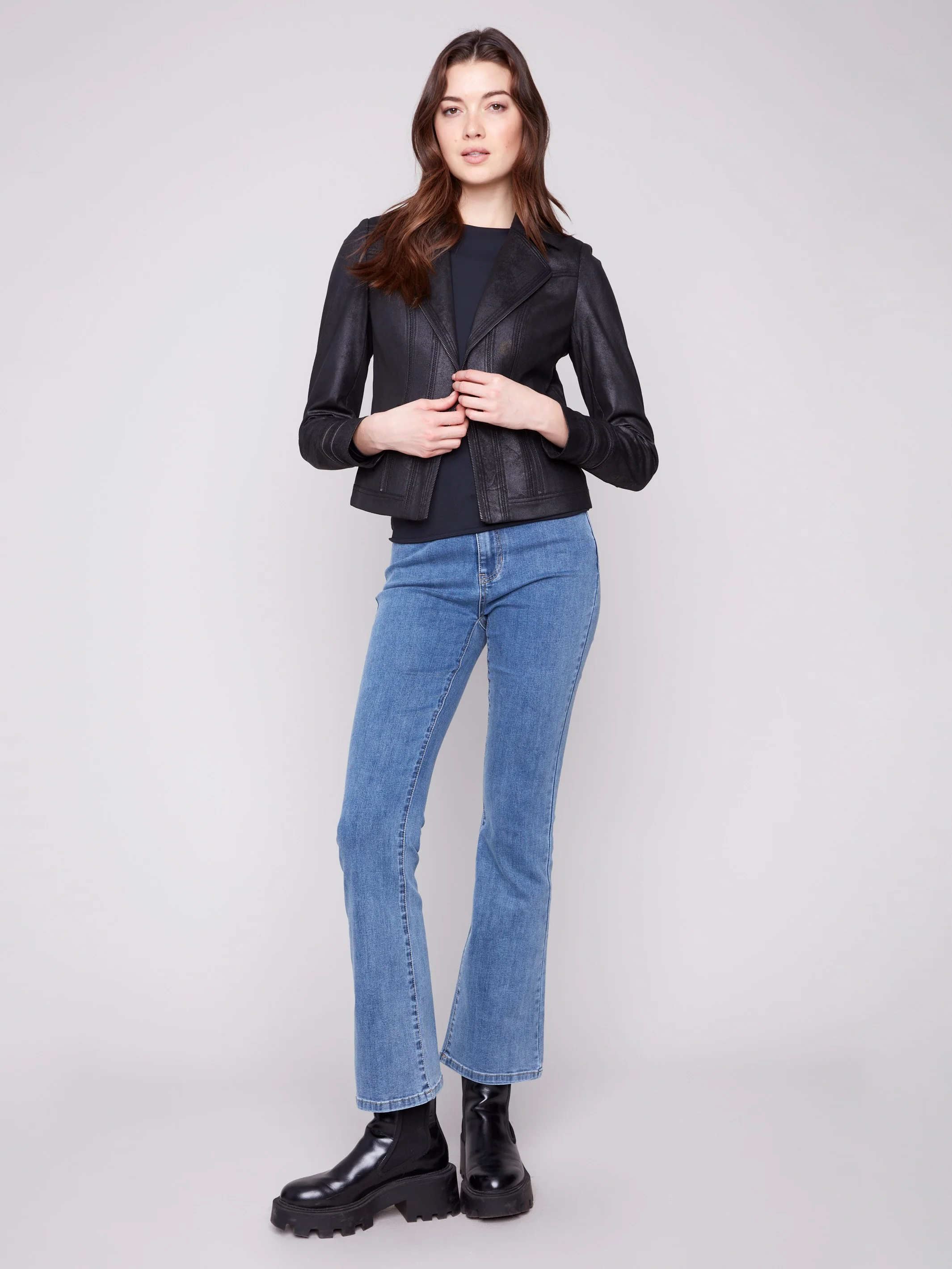 Vintage Faux Leather Jacket - Black - Image 6